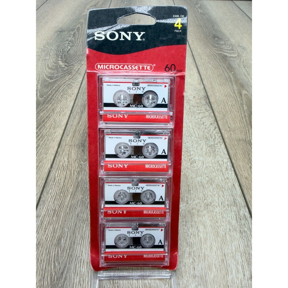 Sony Microcassette Tapes MC-60 Dictation 60 Minute 4 Pack High Durability New